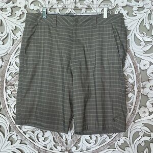 Hang Ten Plaid Pantern Flat Front Tan and Cream Men’s Shorts sz 36 EUC